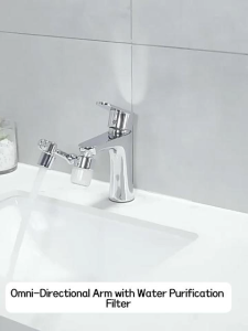 Robotic Arm Extender WashBasin Faucet Filter 4 Filter Cartridges Brass 1440° Swivel 2 Modes Water Saving Water Filtration & Purification Universal Installation
