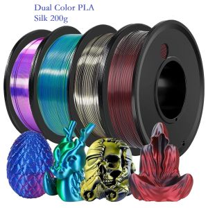 200G Dual Color Filament Silk PLA 1.75mm FDM 3D Printer Plastic Material Shiny Filament PLA Multicolor Black Red Blue Gold