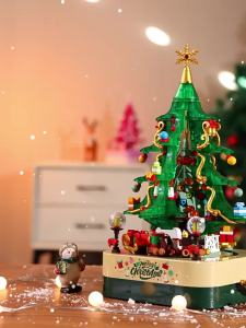 PALONG | Hộp Nhạc Xoay Cây Thông Noel Bằng Khối Xây Dựng