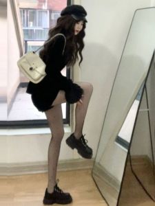 CHANGTONG | Elegant Black Velvet Suit Set with Jacket and Tight Shorts