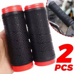 Silicone Motorcycle Handlebar Grip Cover Black Diamond Texture Anti Slip Shock Absorbing Handle Sleeve for E-Bike Scooter Bike