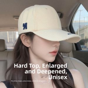 GUOQI | Face Slimming Large Brim Embroidered Reinforced Hard Top Baseball Cap
