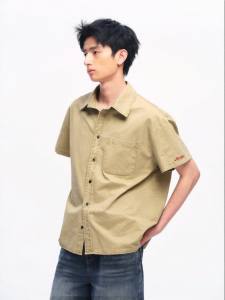 JNXS | Pure Cotton Vintage Loose Drop-Shoulder Short Sleeve Shirt