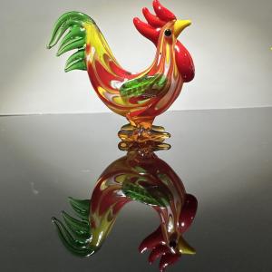 Zibo Handmade Glass Rooster Desktop Decorations Good Luck Simulated Chicken Office Desk Accessories Gift Ornamental Figurines