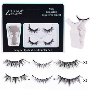 Two Pairs of Glue-Free Quick Stickers Magnetic Suction Fake Eyelashes Natural Simulation Magnet Magnet Detachable Fashion Magnetic Quantum Eyelashes