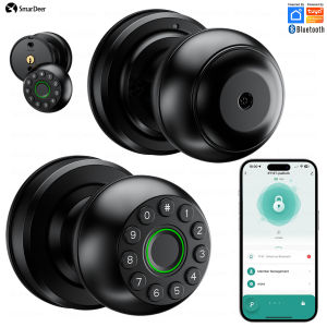 SmarDeer Fingerprint Lock Knob for Tuya Smart Lock App Control Passcode Unlock Electronic Digit Keypad Indoor Door Lock