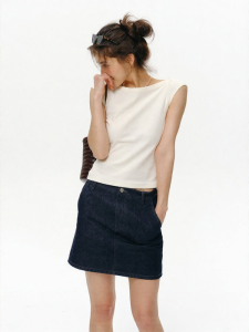 SHEITAOZI | Vintage Cotton Straight Denim Skirt