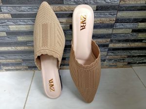 sepatu sandal perempuan upper rajut import teplek flat upper rajut import