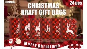 12PCS Christmas Gift Bags Assorted Styles Bags Xmas Kraft Paper Bags with Handles Christmas Goodie Bags with Christmas Prints for Xmas Gift Wrapping Christmas Party Supplies Visit the Aviski Store