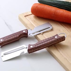 2 In1 Stainless Steel Peeler With Wooden Handle For Peeling And Slicing Fruits And Vegetables | Durable And Smooth Operation