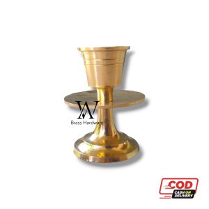 Tempat Lilin Kuningan Cabang Motif Polos 5 cm Warna Kuning 1 Pcs