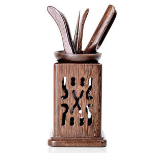 Japanese Style Pure Color Independent Real Shot Tea Ceremony Accessory Set with Chicken Wings Wood Tea Spoon and Clamp