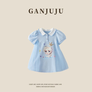 BOGUXIONG | Polo Neck Cartoon Princess Design Dress For Kids Summer