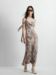 Vero Moda | Detachable Belt Printed Swing Neckline Dress