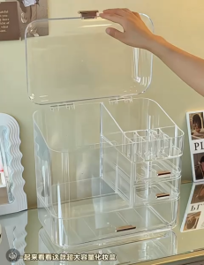 Ⓜ️ZEROIDEASⓂ️ Dustproof Makeup Box with Drawer Cosmetics Box Cosmetic Organizer Box Makeup Case Cosmetics Case Makeup Box Cosmetics Box Makeup Rack Cosmetics Rack Makeup Holder Cosmetics Holder Perfume Box Perfume Holder Skincare Box Skincare Case