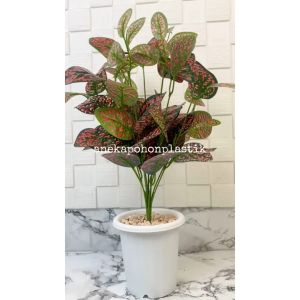 Tanaman Artificial Pohon Imitasi Aglonema Ruby X9 Pot Putih Yogap Dekorasi Rumah