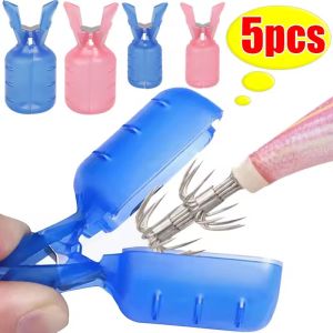 5ชิ้นเข็มตกหมึกแขนตะขอป้องกันตะขอตะขอเกี่ยวหางกุ้งคลิปเปิดเหยื่อป้องกันอุปกรณ์ตกปลา