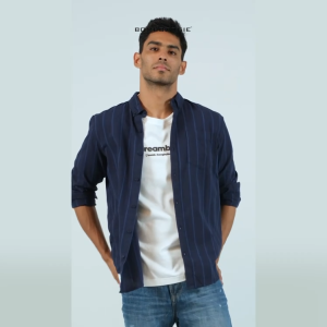 Bombboogie Kemeja Pria Townley Navy Blue 24745B5NV