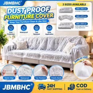 JBMBHC Heavy Duty Furniture Cover With 3 Elastic Bands Tear Resistant Plastic Dust Sheet For Bed Sofa Appliance Protection Waterproof