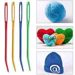 2/12pcs Aluminum Curved Needle Tapestry Knitting Needle Thread Handicraft Sewing Big Eye Curved Needle Diy Accessories