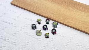 8pcs Anime Demon Slayer Enamel Pins Set - Kimetsu No Yaiba Cute Chibi Character Brooches Lapel Badges for Backpack