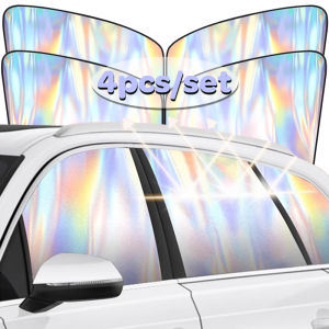 ที่บังแดดรถยนต์ตัวดูดแม่เหล็กแสงเลเซอร์ป้องกันรังสียูวีอะไหล่รถยนต์กระจกหน้า/กระจกหลังใช้ได้กับฤดูร้อน4ชิ้น/เซ็ต