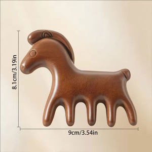 Dorisna Horse Shape Head Massage Comb Neck Face Scalp Meridian Massager Sandalwood Comb Acupoint Press