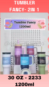 Tempat Minum Jumbo 1200ml Panas Dingin Stainless Tumbler Fancy 2in1 - 2233