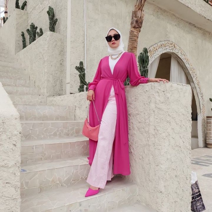 KHAYLA LONG CARDI LONG OUTER CARDIGAN OUTFIT KE PANTAI DRESS