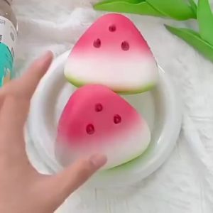 Kawaii Watermelon Slice Squishy Toy Soft Foam Squeeze Stress Relief Fidget Toy for School Office Home Decompression Play