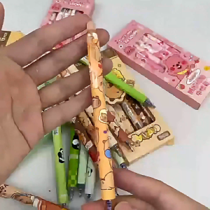 6 in 1 Erasable Press Blue Pen 0.5mm School Student Stationery Quick-Drying Water Pen Exam Neutral Pen Office Correction