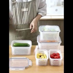 PROMO!! Food Kontainer Kulkas Food Prep Storage Set 3 in 1 Kotak Penyimpanan Makanan Type BXH-1