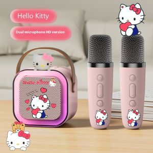 Childrens music toys Stitch Sanrio Dual Microphone Wireless K Song Speaker Portable Mini Family Karaoke Jukebox Integrated Microphone Cute Cartoon Bluetooth Speaker