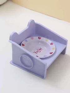 เซตชามอาหารสัตว์เลี้ยงฐานน่ารักทรงหูแมว สีพาสเทลน่ารัก Pastel Cat-Ear Ceramic Bowl Set