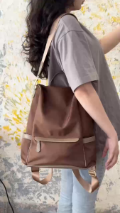 Balo Da Chống Trộm Vải Oxford Mix Da Bò Thời Trang Cidu BL06