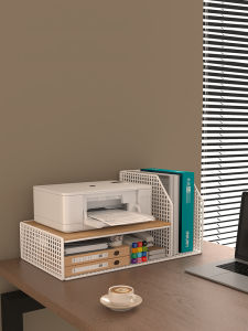 ชั้นวางเครื่องพิมพ์แบบสองชั้นสำหรับเลื่อนขึ้น ชั้นวางเอกสาร ชั้นวางของสำนักงานขนาดเล็ก ชั้นวางของแบบเรียบง่ายและโมเดิร์น