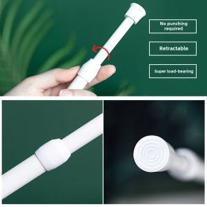 Bathroom Telescopic Rod Shower Curtain Rod Punch-Free Curtain Rod of Door Curtain Curtain Rod Plastic Jackstay Clothing Rod Wardrobe Pole