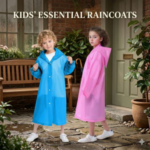 Reusable Kids Raincoat: Lightweight Breathable EVA Rain Poncho Durable Waterproof Rain Jacket for Boys Girls