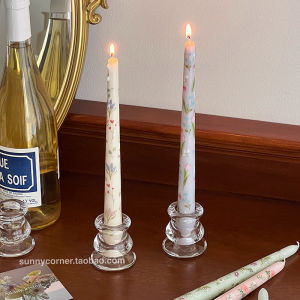 INS French Style Flower Aromatherapy Candle Dining Table Bedroom Atmosphere Decoration Decoration Niche Style Classy Long Brush Holder Candle