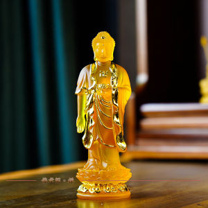Premium Water Glass Buddha Statue in Stand Position for Home Temple Decoration Ornament for Offering And Worship in Western Reception