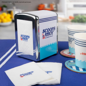 [Cinereplicas x Netflix] Stranger Things Scoops Ahoy Tinplate Tissue Box Iron Box Restaurant Hotel Living Room Reusable Tissue Metal Tin Can