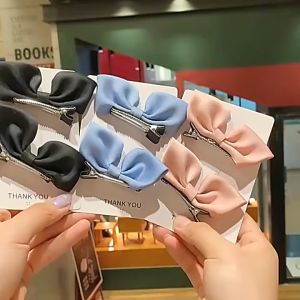 Set 2 Kẹp Nơ Tiểu Thư Siêu Đáng Yêu Phong Cách Hàn Quốc Cho Bé