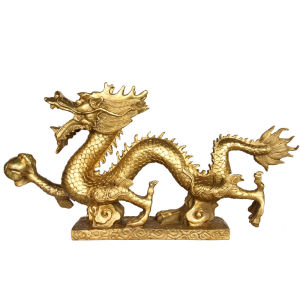Lucky Fengshui Brass Dragon Statue Luck Success Fortune Ornament Gifts Office Home Decor