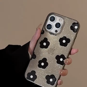 Black Sparkling Pink Transparent Black Soft Case for iPhone 11 12 13 14 15 16 Pro Max casing TPU protective cover for iPhone11 case