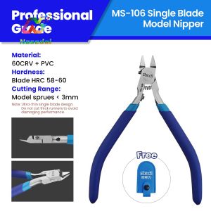 Stedi Single-Blade Nipper MS106 for Military Model Sprue Cutter 3mm Cutting Range Ultra-Thin Model Cutting Tool 60CRV Steel Precision Assembly Nipper Durable Labor-Saving Plier