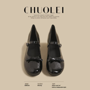 CHUOLEI | Low Heel Black Bow Mary Jane Flats
