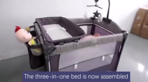 2 Layer Foldable Crib for Baby Bed Side Crib for Baby With Toys Portable Baby Crib Rocker With Diaper Rack