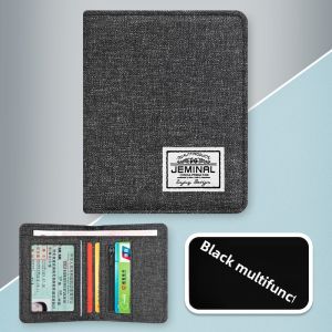 Mens Simple Handmade Ultra-Thin Canvas Short Wallet Card Holder Small Vertical Style Fabric Billfold for Students And Youth