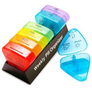 1PCS Weekly Pill Organizer 3 Times a Day 21 Compartments Pill Organizer BPA Free Medicine Portable Pill Container for Vitamin