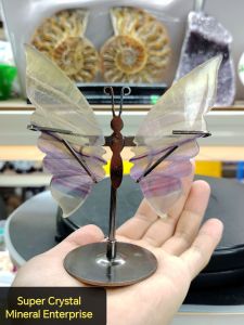 Natural Finest Fluorite Crystal Butterfly Ornament FB06